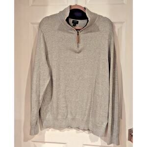 J Crew‎ men's XL gray mock turtleneck 1/4 zip 100% Cotton